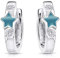 MATERIA Kinderohrringe Creolen Stern 925 Sterling-Silber für Mädchen Kinder Schmuck-Etui SO-401-Türkis