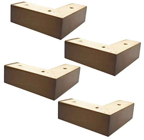 Pieds de Canapé Bois Massif Hauteur 5 cm Pattes de Meuble Meubles Jambes de Lit Remplacement du Cabinet Mobilier pour Les Armoires,Meubles TV, Tiroirs,Table de Chevet avec Vis,Pack de 4(brown)