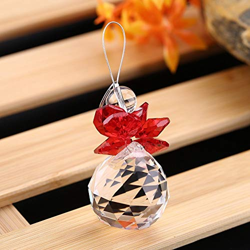 Zerodis Crystal Suncatcher Anhänger, Engel, handgefertigt, Dekoration für Hochzeit, Regenbogen Maker, Prismen, Anhänger, Feng Shu X'Mas Dekoration, 1 Stück (rot)