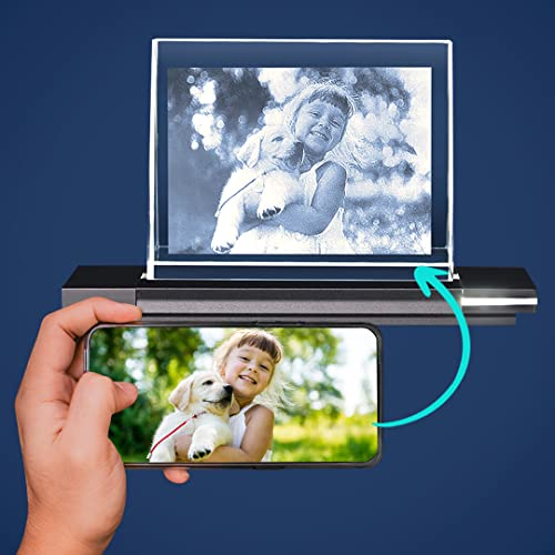 LOOXIS Glasfoto - Ihr Foto in hochwertiges Glas gelasert, mit hellem LED Leuchtsockel aus schwarzem Alu (Glasfoto mit Leuchtsockel, Gr. M Quer 100 x 75 x 30 mm)