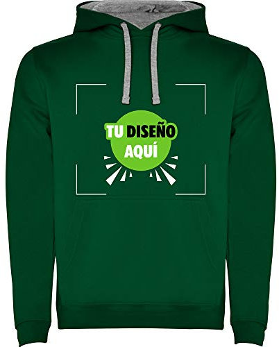Sudadera Personalizada Hombre Manga Larga Varias Tallas 50% ALGODÓN 50% POLIÉSTER (Verde Botella/Gris, 3XL)