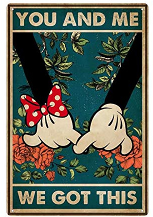 Mickey Minnie Blech-Logo, Old Fashioned Holding Hands You and Me We Got This Bar Club Cafe Home Wanddekoration 20,3 x 30,5 cm