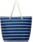 Brandsseller Strandtasche mit Reißverschluss 50x38x15cm Schultertasche Einkaufstasche Innentasche - Navy/Weiß