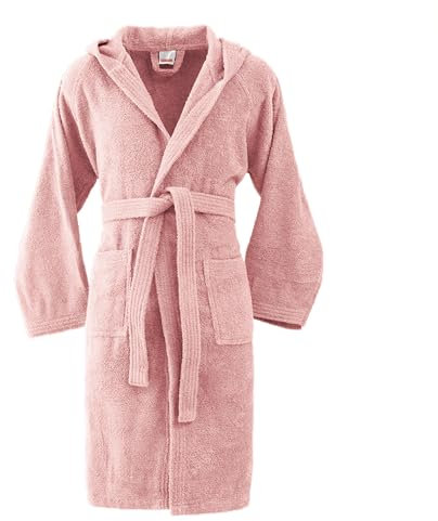 Bassetti Accappatoio con Cappuccio Serie Vivian in morbida spugna 360gr 100% Cotone Altamente Assorbente. ITALY Designed(ROSA P5 - L)