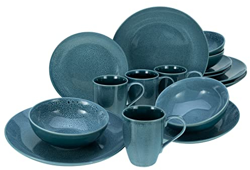 CreaTable, 23671, Serie PYT, 16-teiliges Geschirrset, Kombiservice aus Steinzeug, spülmaschinen- und mikrowellengeeignet, Qualitätsproduktion