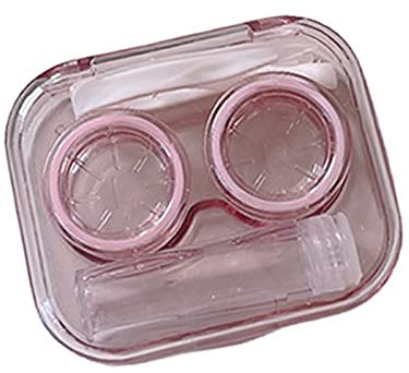 FCSHFC Contact Lens Case Portable Compact Mini Simple Cute Girly Heart Personality Partner Double Contact Lens Box (Color : Pink)
