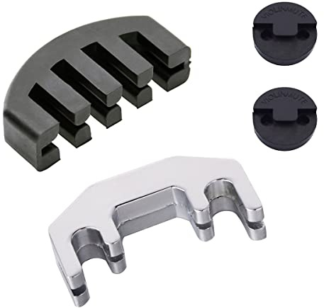 TUOREN Violinen-Übungsdämpfer, 4 Stück, 2 x Krallen-Stil (Gummi und Chrom) und 2 x runde Geige im Tourte-Stil, geräuschloser Schalldämpfer