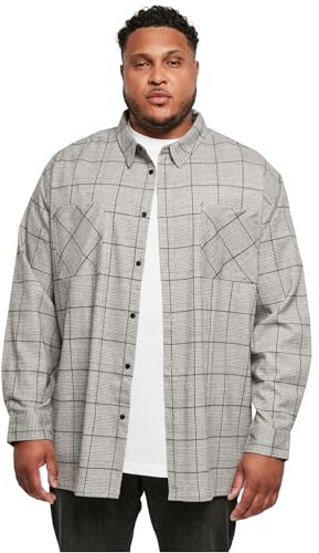 Urban Classics Herren Long Oversized Checked Greyish Shirt