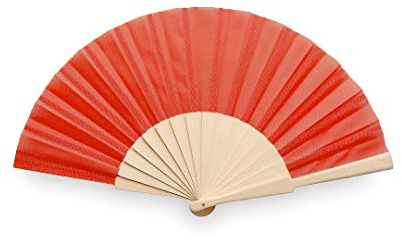 eBuyGB Folding Handheld Fan, Wooden Hand Fan, Wedding Party Accessory, Pocket Sized Fan for Wedding Gift, Party Favours, Summer Holidays, Mini Travel Fan Home Décor - Red (Pack of 10)