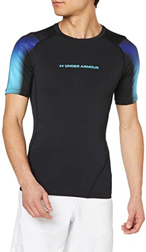 Under Armour Mens HG Nov Short Sleeve Baselayer Top Black/Blue Surf M