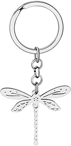 DALANE Edelstahl Süße Libelle Schlüsselanhänger Schlüsselring Anhänger Sommer Insekten Schmuck Libelle Geschenke für Damen Kinder (Versilbert C)