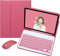 Keyboard Case for iPad Mini 5 / Mini 4 with Mouse Detachable Wireless Bluetooth Keyboard Pencil Holder Slim Leather Smart Cover for iPad Mini 5th/4th Gen, New Pink