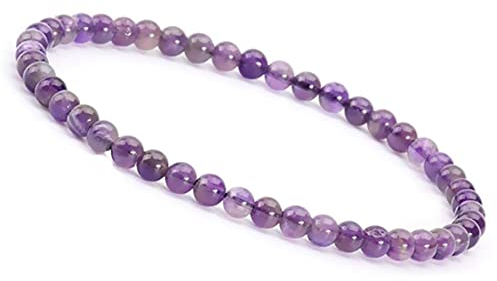 Unique Gems Perlenarmband Edelstein Damen Armband echter Amethyst Ø 4mm Chakra Perlen Buddha Schutzarmband