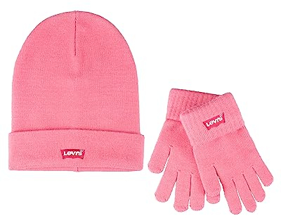 Levi's Strickmütze und Handschuhe für Damen mit Bündchen, Sherbert, Einheitsgröße
