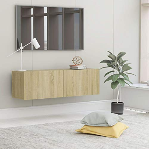 Natulvd 100 cm Floating TV Stand, Wall Mounted TV Cabinet with 2 Storage | Modern Entertainment Center, Hanging Media Console Shelf for Living Room, Bedroom - Brown