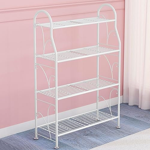LIGUOYI Balkon Blumenregal Aus Metall Stabiles Stahlgestell 3 Ebenen/4 Ebenen, Küchenregal, Lagerregal, Schuhablage, Blumentreppe Mit Verstellbaren Füßen, Leicht Regale Für Indoor, Outdoor
