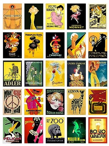 Artery8 50 Pcs Vintage Advertising Aesthetic Collage Kit Old Advert Posters Wall Art Prints A6 Set Pack 14.8 x 10.5 cm (5.8 x 4.1) Bathroom Wall Decor Collection