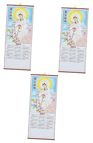 Ciieeo 3stücke Wandkalender Mit Drachenmotiv Traditioneller Chinesischer Kalender Für Zuhause Praktische Monatsübersicht Für Und Feiertage