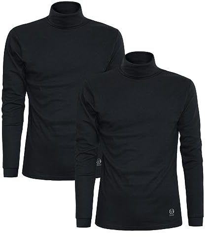 Sergio Tacchini Herren Rollkragen Pullover Turtleneck Warm, 2er Pack Schwarz L