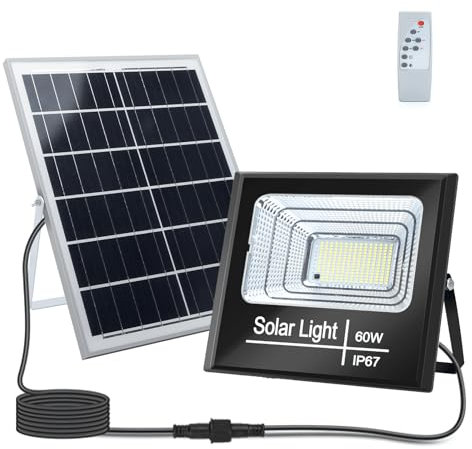Aigostar Projecteur LED IP67 avec Panneau Solaire 60W 6500K