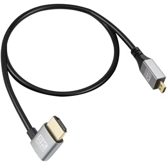 RIIEYOCA 90 gradi ad angolo sinistro UHD 8K HDMI maschio a Micro HDMI maschio 18Gbps ad alta velocità 2.1 Cavo esteso che supporta 8k@60Hz, 1080p, ARC, 3D, per DVR, HDTV, (Left Angle, 0,5 m)