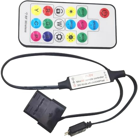 mini 3-Pin 5V ARGB Controller für digital adressierbare RGB-LEDs mit 17keys RF-Fernbedienung(5V 3Pin Molex)