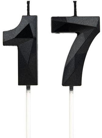 Geburtstagskerzen Zahlen 17,3D Schwarz Kerzen Geburtstag für Kuchen geburtstagsdeko, Geburtstag Kerzen Zahlen, Geburtstagskerzen Kinder für Partys, Hochzeiten, Firmenfeiern, Jubiläen