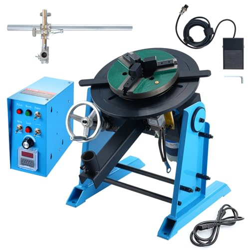 VEVOR Posicionador de soldadura rotativo 30 kg, placa giratoria de posicionamiento 0-90° 1-12 RPM 80 W, soporte de antorcha de soldadura con mandril de torno de 3 mordazas para cortar, esmerilar