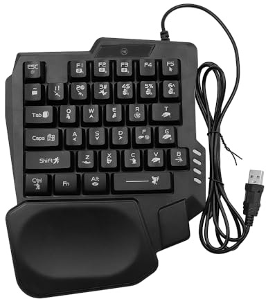Tiardey 35 Keys RGB Backlit Handed Gaming Keyboard Wired Gaming Keypad Waterproof Wide Palm Rest for Computer Mobile Games