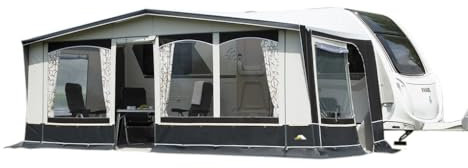 DWT Wohnwagen Vorzelt Jubilee 40 240 Travel Paket inkl.28 Alu Gestänge, Größe:15Plus(500TS) Hubbett-Caravans