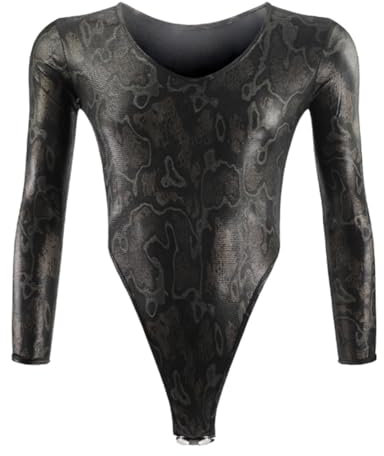 OLIns Men's Jockstrap Bodysuit Backless Vest Slings Jumpsuits Wrestling Singlet (snakeskin,One Size)