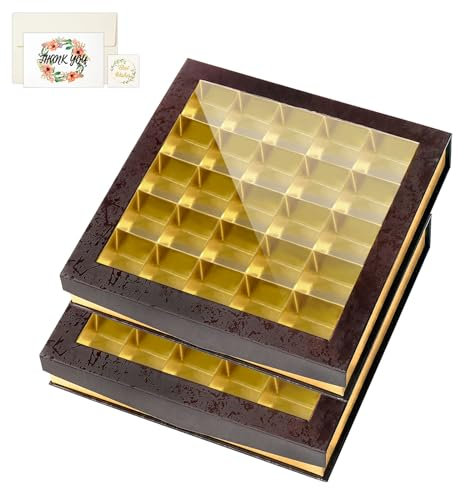 Lot de 2 grandes boîtes à chocolat vides avec fenêtre - Pour anniversaire, fête des pères, fête des mères