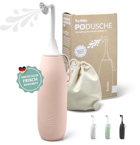 Hey Nature Po Dusche rosa, mobiles Bidet für eine sanfte, hygienische Reinigung des Intimbereichs. Podusche für Hilfe im Wochenbett, bei Hämorrhoiden & als Alternative zu feuchtem Toilettenpapier