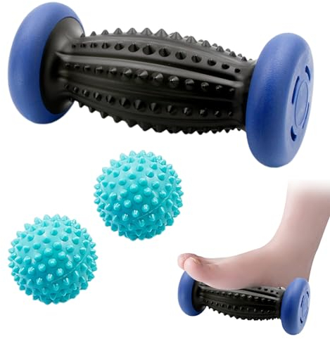 Vueinrg Rouleau Massage Pied + 2 Balle de Massage Voute Plantaire, Rouleau de Massage des Pieds pour La Fasciite Plantaire, les Mains les Corps Relaxation (Violet)