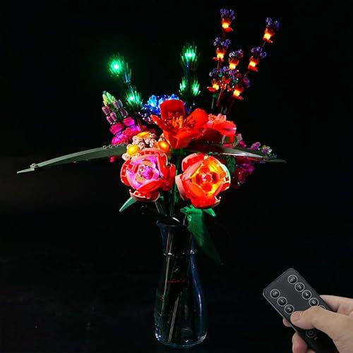 Kit d'éclairage LED pour Lego 10280 - Roses préservées - Kit d'éclairage compatible avec l'ensemble de fleurs préservées - ensemble de lampes uniquement - Kit de bricolage pour adultes