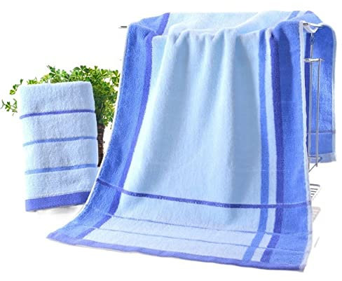 ISCBAFYX Serviettes en Coton Jacquard pour Hommes et Femmes, Gant de Toilette pour la Maison, Voyage, Affaires, Yoga, Salle de Bain, Grande Serviette de Plage (Bleu)