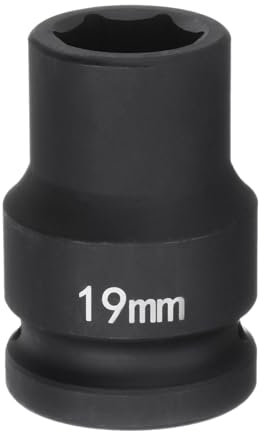 sourcing map 6-Point Impact Socket 3/4 Drive 19mm Metric 40Cr Alloy Steel Spindle Axle Nut Impact Socket