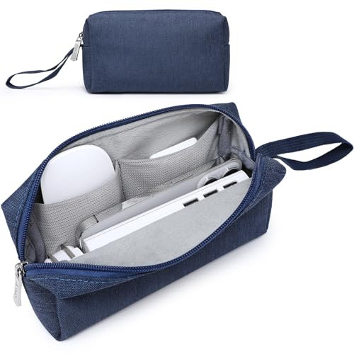 HYZUO Portable Organiser Laptop Electronics Accessories Pouch Bag Storage Carrying Case for Adapter Cables Cellphone Charger Mouse Power Bank Cords Stylus Pens Earbuds SSD HDD Gadgets, Navy Blue
