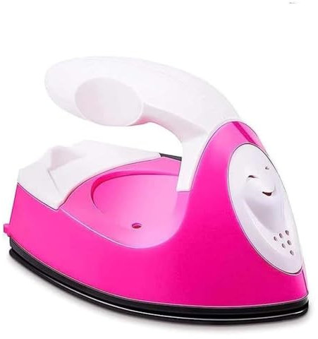 HolicsBeauty New Lay Flat Mini Craft Iron - Portable Electric Heat Press Machine, Small Handheld Iron - Pink