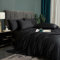 Luowei Housse de Couette Noir 220x240 cm Bambou Microfibre Unie Parure Lit 2 Personnes Adulte Soyeuse et Douce Housse de Couette Fermeture Éclair avec 2 x Taies d'oreiller 65x65 cm
