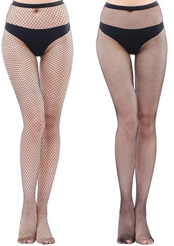 BDSHUNBF 2 Pares Medias Rejilla Mujer, Medias de Red negras, Mujeres Sexy Elástico Medias Mujer, Medias de Rejilla para Mujer, Medias Malla Pantimedias Elástico, Cintura Alta Medias de Rejilla