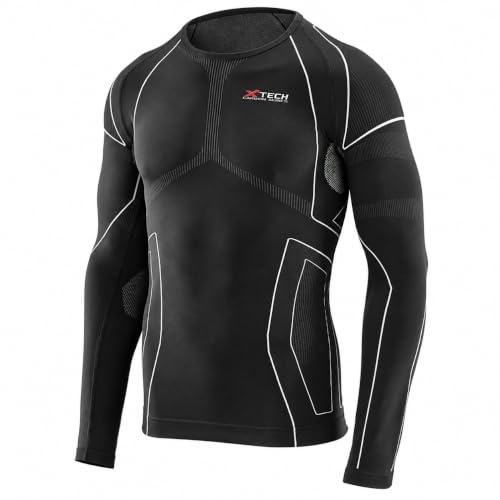 Generico Technisches Unterhemd, winddicht, thermisch, Winter, Langarm, Rundhalsausschnitt, schwarz, T-Shirt Race 3 XTECH Made in Italy, Schwarz , XXS-XS
