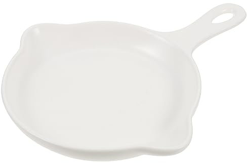 Garneck Non-stick Ceramic Bakeware Stir Fry Pan Skillet for Cooking Crepe Bread Board Small Frying Pan Baking Dish for Oven Nonstick Condiment Mixing Pancake Ceramics White