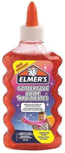 colla glitterata, rosso, lavabile e adatta ai bambini, 177 ml per Elmer's
