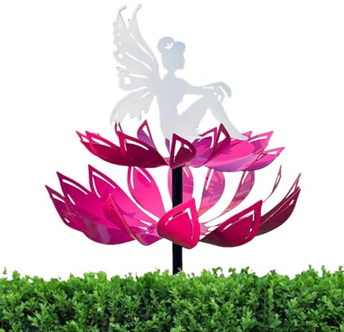 HunicandIU Windspiel für Hof und Garten, Outdoor-Windspiel,Niedliche Elfen-Feengarten-Hof-Windspiel-Gartendekoration - Vielseitige Gartenkunst-Ornament-Windmühle aus Metall im Freien für den