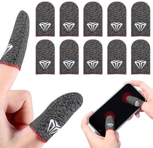 YUXIANLB 5 pares de puños de dedo para videojuegos, ultraligeros, transpirables, de fibra para juegos móviles, puños de pulgar antisudor para largas sesiones de juego