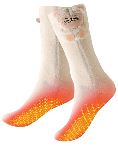 Women Heated Socks, Cute Electric Heating Socks for Womens, 2025 Upgraded 4000mAh Battery Pack & Heating Element (Not Ski Socks)