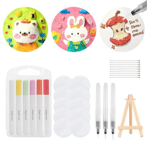 Magic Puffy Paint, juego de pintura de textura de espuma 3D, pinturas hinchadas, marcador de papel texturizado de espuma, cadena de cuentas, mini caballete, kit de pintura mágica hinchada, juego de