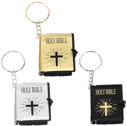 GARIOUANS 3 pièces Mini Porte-clés Bible Chrétien avec Versets Bibliques Pendentif Miniature et Symbole de Foi pour Usage Quotidien