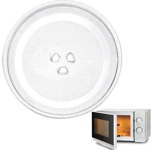 Zecnaud Mikrowellenteller Glas 24,5 cm Glasteller Mikrowelle Ersatz-Drehteller mit 3 Haltepunkten, Glasplatte Rund Mikrowellen Teller, Mikrowellen Zubehör mit rundem Ständer 16-19 cm